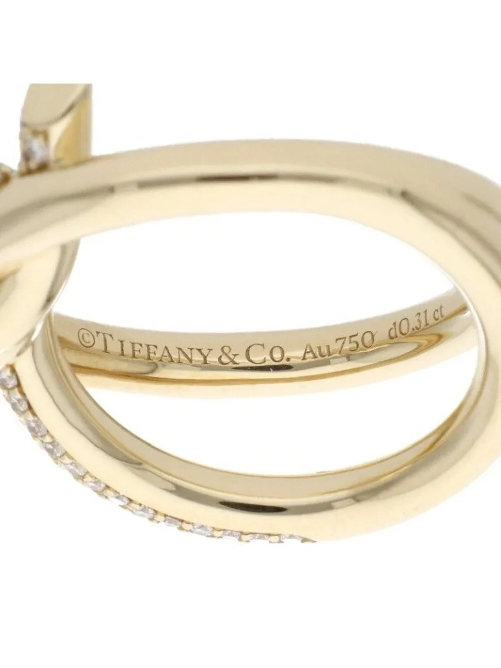 Tiffany & Co Knot 18k Yellow Gold Double Raw Diamond Ring